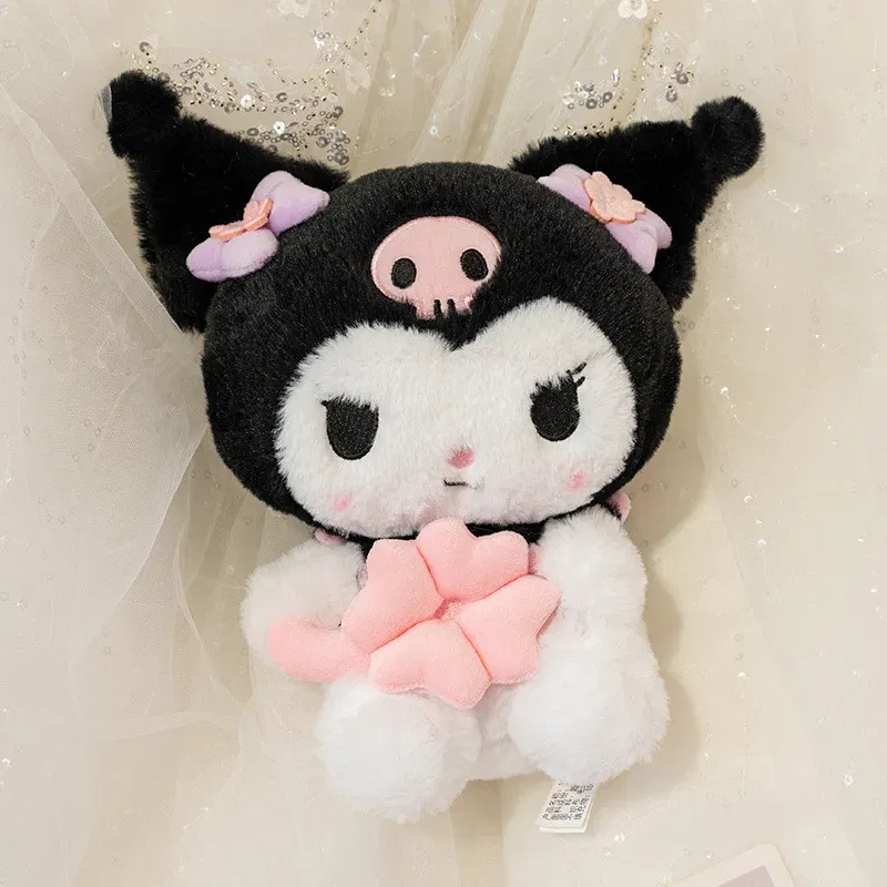 Color: WHITE - 20-25cm Genuine Sanrio characters My Melody Kuromi Cinnamoroll Kt Cat Plush Toy Anime Stuffed Animals Christmas Birthday Gifts