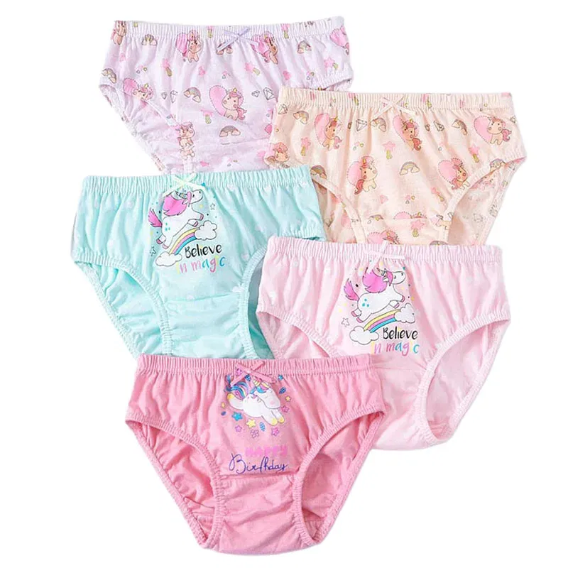 Color: Brown, Kid Size: 4 - 5 Pack Girls Cotton Briefs With Exquisite Box, Queen Elsa Kids Soft Girls Panties, Princess Cartoon Children's Underpants 2-14T