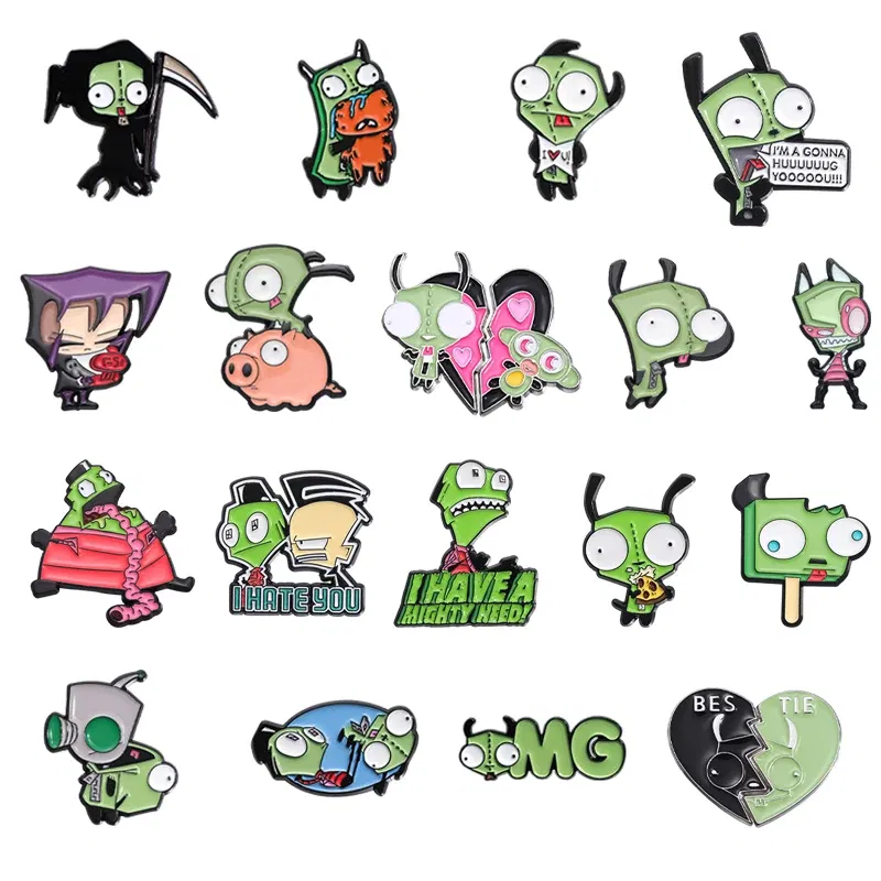Metal color: Titanium Plated - Cartoon Anime Brooch Enamel Pins Custom Metal Animal Badges Lapel Accessories Sweater Women Men Jewelry Gift Friends Wholesale