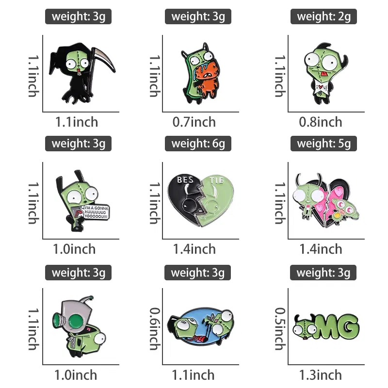 Metal color: Titanium Plated - Cartoon Anime Brooch Enamel Pins Custom Metal Animal Badges Lapel Accessories Sweater Women Men Jewelry Gift Friends Wholesale