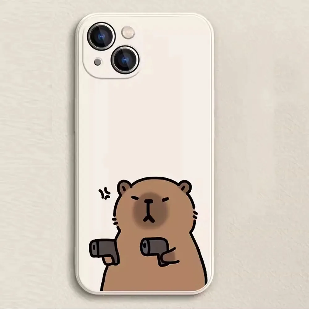 Color: Beige, Material: PVC - Cartoon Animal Capybara Phone Case For Samsung Galaxy S10 S20 S21 S22 S23 S24 FE Plus Ultra Note 20 Couple Paired Silicone Cover