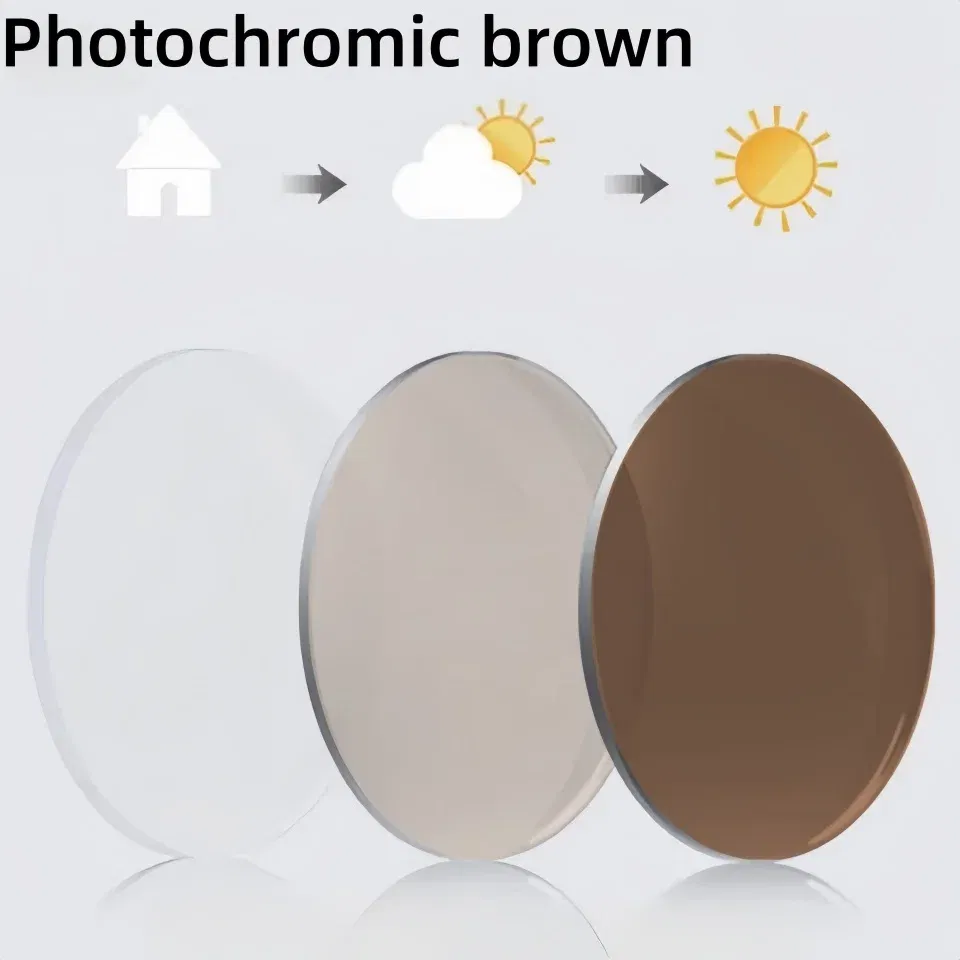 Lenses Color: Khaki, Lens Index: 1.56 - Old Flower ADD 1.56 1.61 1.67 1.74 Prescription CR-39 Aspheric Glasses Lenses Myopia Photochromic Sunglasse Lens