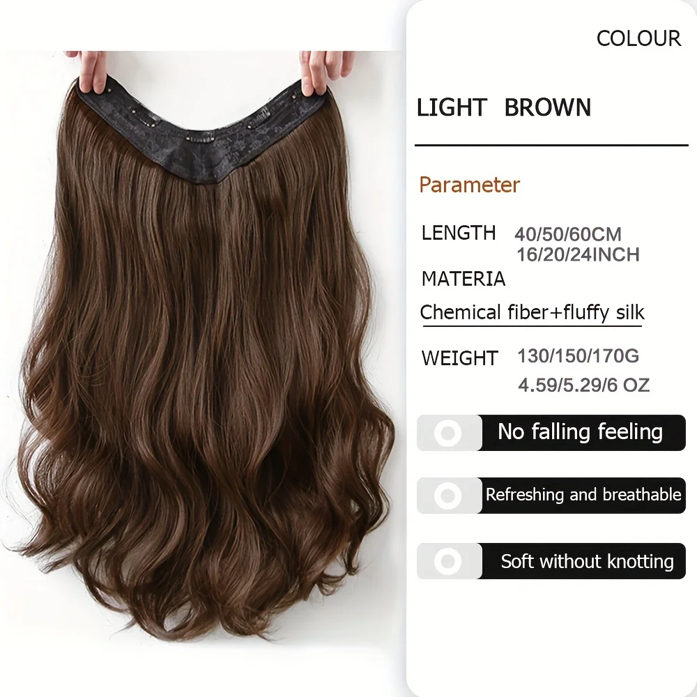 Color: 4/27HL, Stretched Length: 24inches - Synthetic Long Wavy U-shaped Clip In Hair Extensions 16Inch/20Inch/24inch Clip On Hair Extensions For Women Hair Accessories