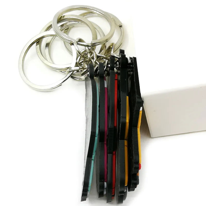 Color: Pink - 1PCS PVC Key Ring 6 Colors of Car Shape Keychain charms Colorful Key Chain Key Holder Fit Little Boy Gift Kids Toys