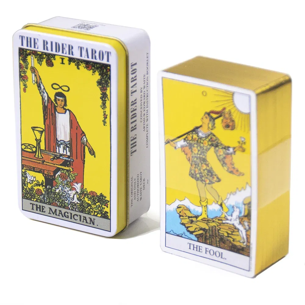 Color: Brown - Adventures time Tarot 78pcs Cards in a Tin Metal Box Gold plated Edge Tarot Cards For Divination Tarot Deck Beautiful Package
