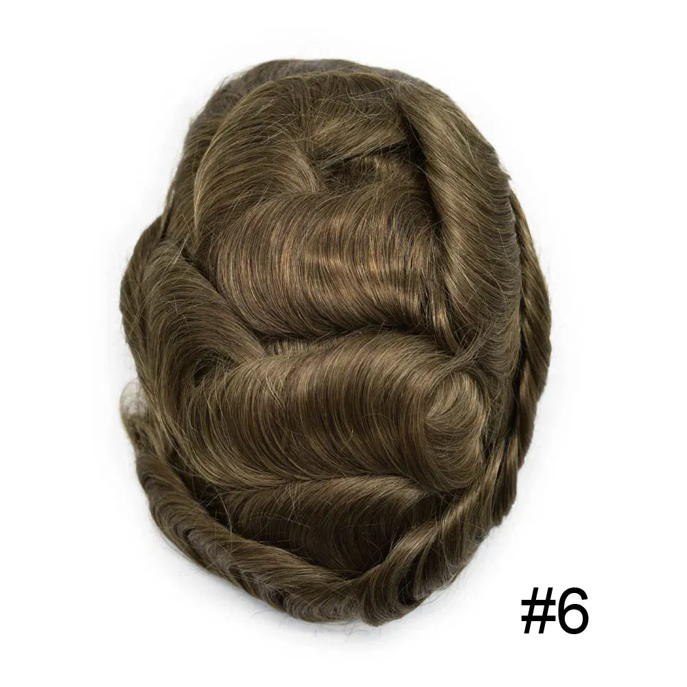 Toupee Color: 6#, Toupee Density: 100%, Length: 6 inches, Ships From: CHINA, Toupee Size: 8x10 - Men Toupee Hair Systems Ultra Thin Skin 0.06MM V-LOOP Capillary Prosthesis Invisible Hairline Real Human HairPieces Hair Units