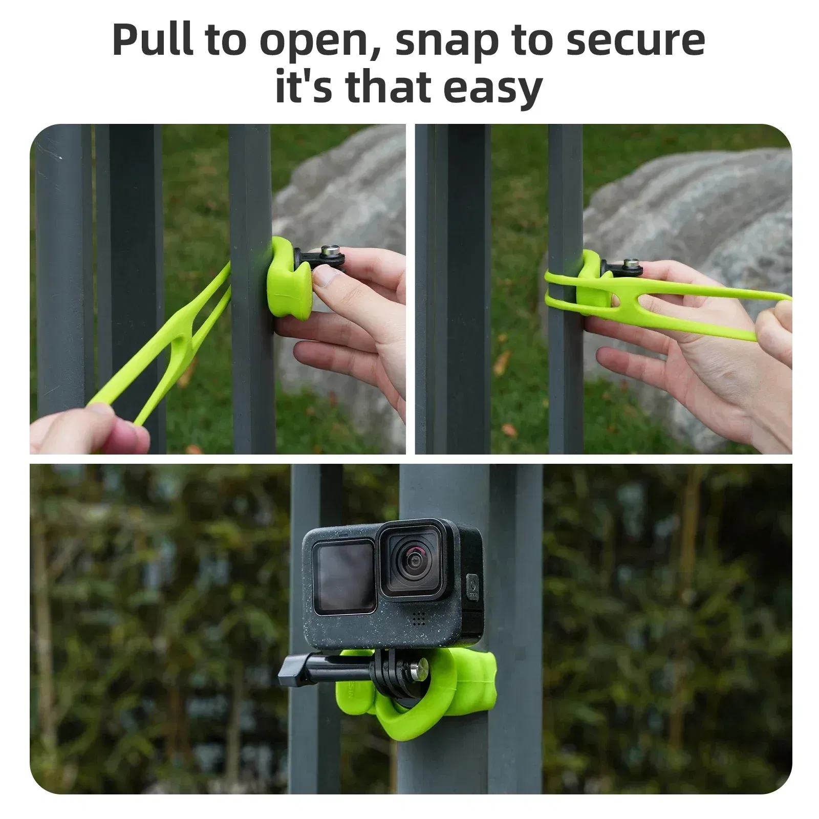 Colour: Green color - TELESIN Mini Flexible Bracket Adjustable Silicone Mount for Gopro Hero 13 12 11 10 9 8 MAX DJI OSMO Action 5 4 3 Insta360 X4 X3