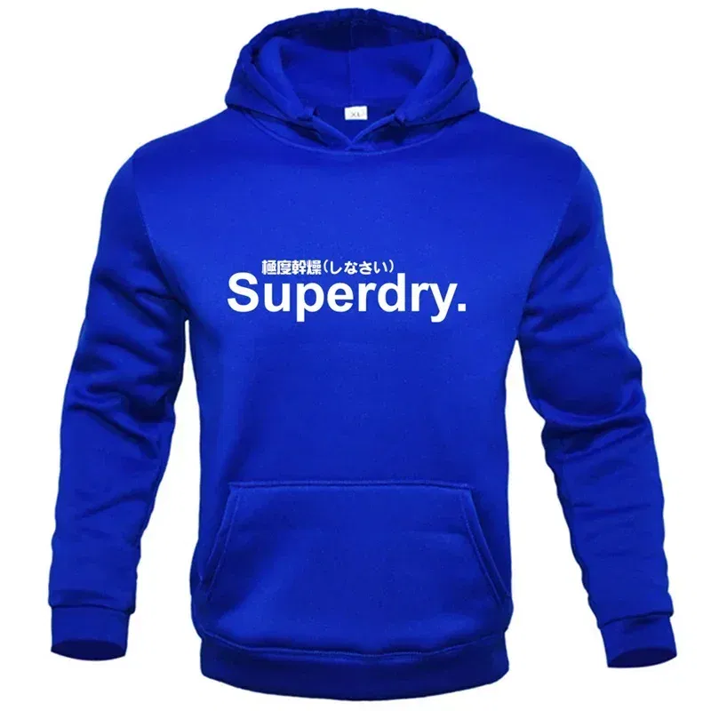 Color: Blue, Size: XXXL - spring autumn superdry printed Men women Hoodies Fleece Warm Mens Sweatshirt Fashion Men Fleece Warm Sweatshirt