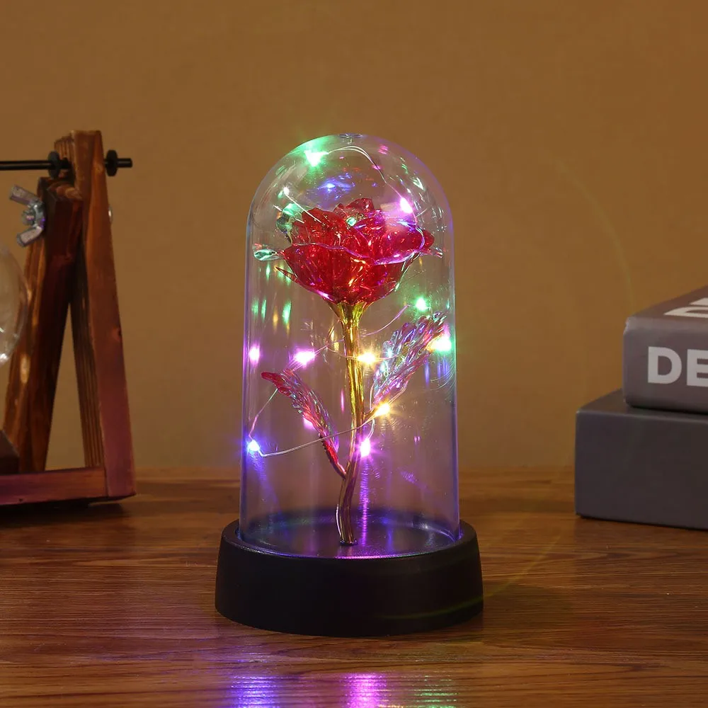 Color: Blue - 1pc Hot LED Enchanted Galaxy Rose Eternal Beauty Rose With Fairy Lights in Dome for Valentine's Day Wedding Party Mother's Day