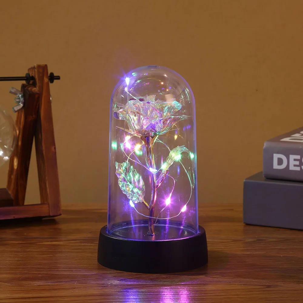Color: Blue - 1pc Hot LED Enchanted Galaxy Rose Eternal Beauty Rose With Fairy Lights in Dome for Valentine's Day Wedding Party Mother's Day