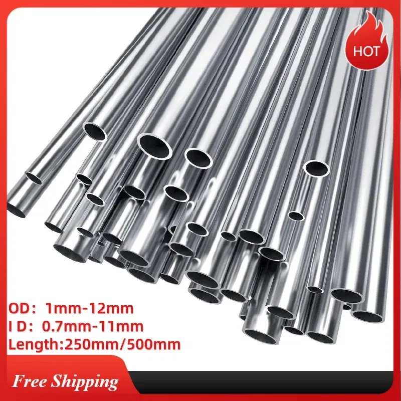 Specification: DN250, Length: 45cm - 1-10pcs 304 Stainless Steel Round Capillary Seamless Straight Tube 1mmx0.7mm 5x4mm6x4mm8x6mm10x8mm10x9mm12x11mm 250mm/500mm Long