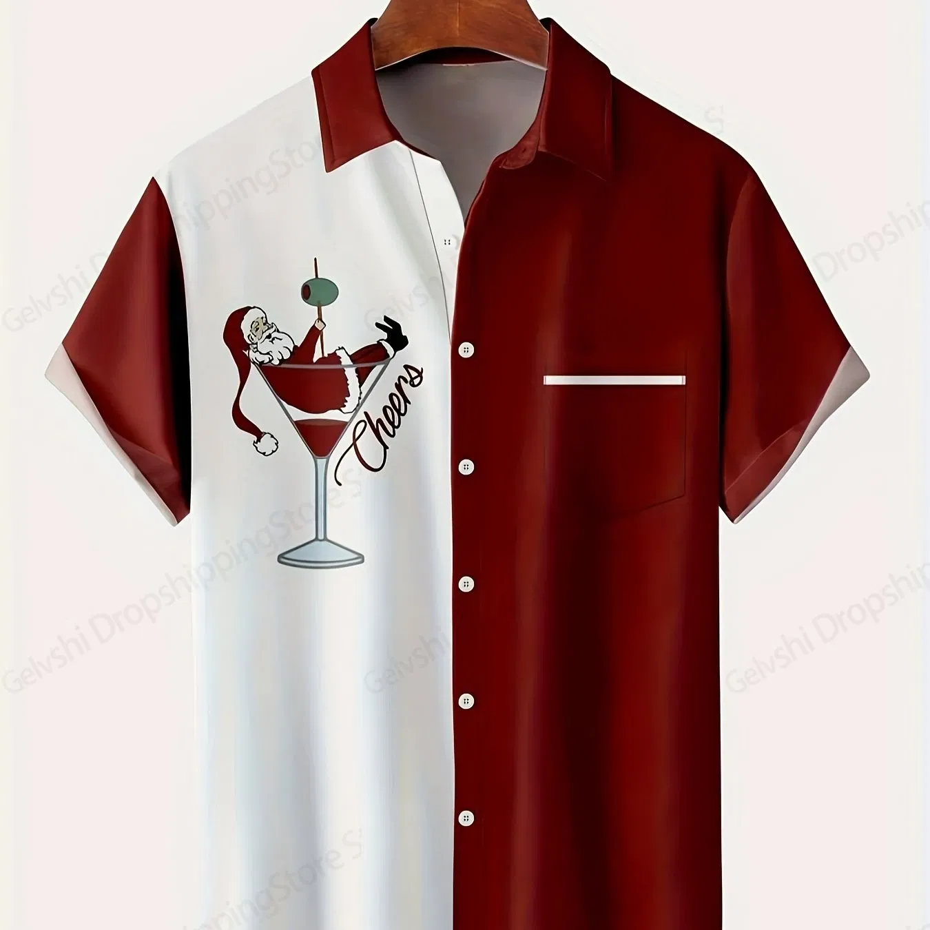 Color: Dark Grey, Size: XXL - Men's Retro Christmas Hawaiian Shirt Men Women Fashion Cartoon Santa Claus Shirts Short Sleeve Blouse Festive Holiday Top Elk