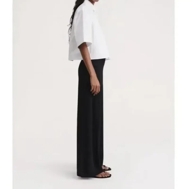 Color: black, Size: XS - LUXURY-Casual Commuter Pants for Women, High Waist, Straight Tube Pants, Spring and Summer, 2025 Hollow Camisole Skirt