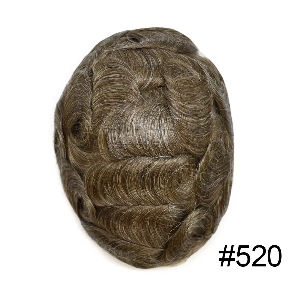 Toupee Color: 520#, Toupee Density: 100%, Length: 6 inches, Ships From: CHINA, Toupee Size: 8x10 - Men Toupee Hair Systems Ultra Thin Skin 0.06MM V-LOOP Capillary Prosthesis Invisible Hairline Real Human HairPieces Hair Units