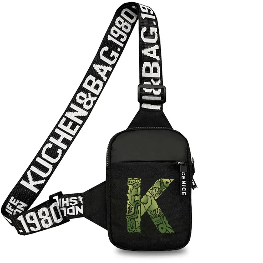 Color: PURPLE - Sports Chest Bag Men Small Mobile Phone Messenger Bags Waist Bags Multi-Function Carry-on Bag Engrave Image Initial Name Patter