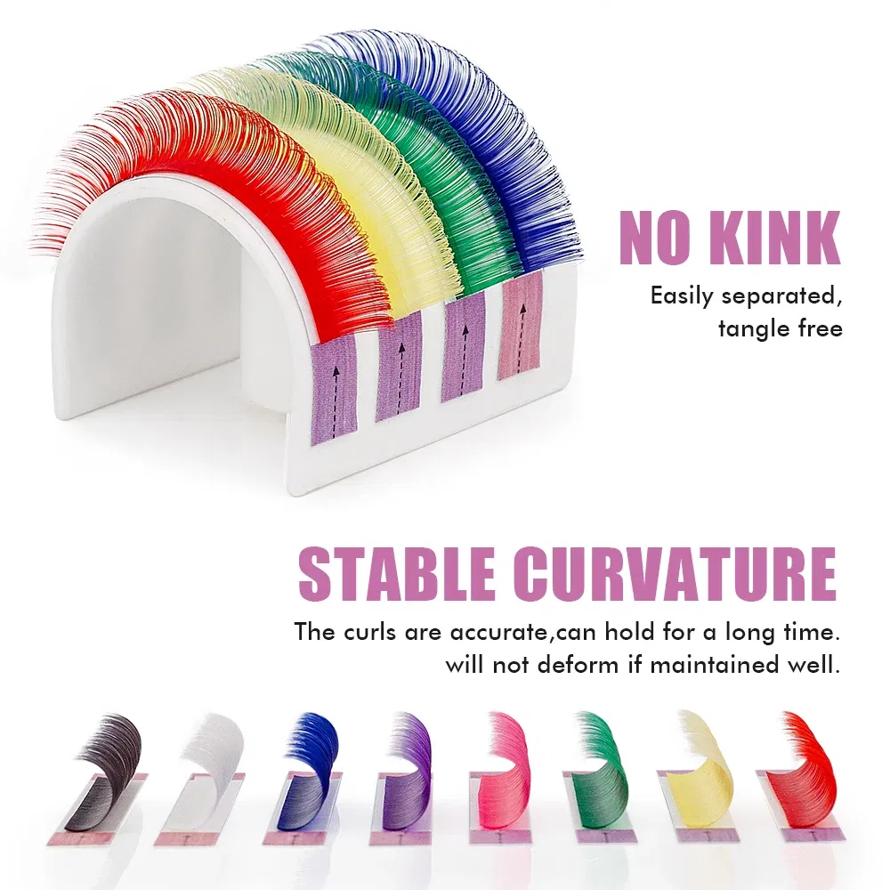 Curl: D, Thickness: 0.07mm, Length: 13mm, Ships From: CHINA - ANJOSIRMA Mix Color eyelashes Make up High Quality Soft Natural Synthetic Mink Rainbow Eyelash Extension Supplies 8 Colors Mix