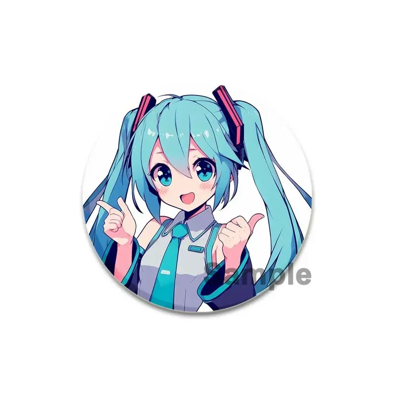 Color: green, Size: M - 58/44/32mm Miku Anime Round Pins Cartoon Badges Cosplay Handmade Tinplate Brooch on Backpack Clothes Chest Ornament Gifts