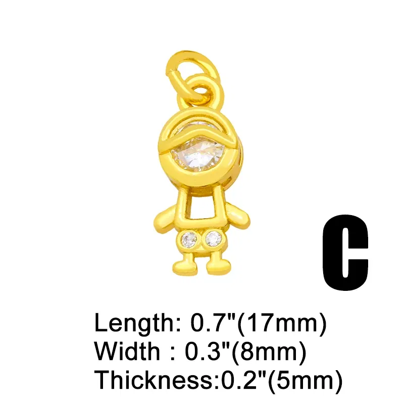 Metal color: Pink - OCESRIO Gold Plated CZ Small Boy and Girl Charms for Necklaces Copper DIY Handmade Pendants for Earrings Wholesale chma091