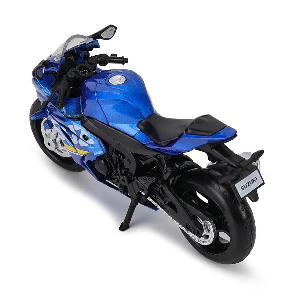 Color: Silver - MSZ 1:18 Suzuki GSX-R1000 with base alloy die-cast car motorcycle model, toy gift giving, die-cast static motorcycle model