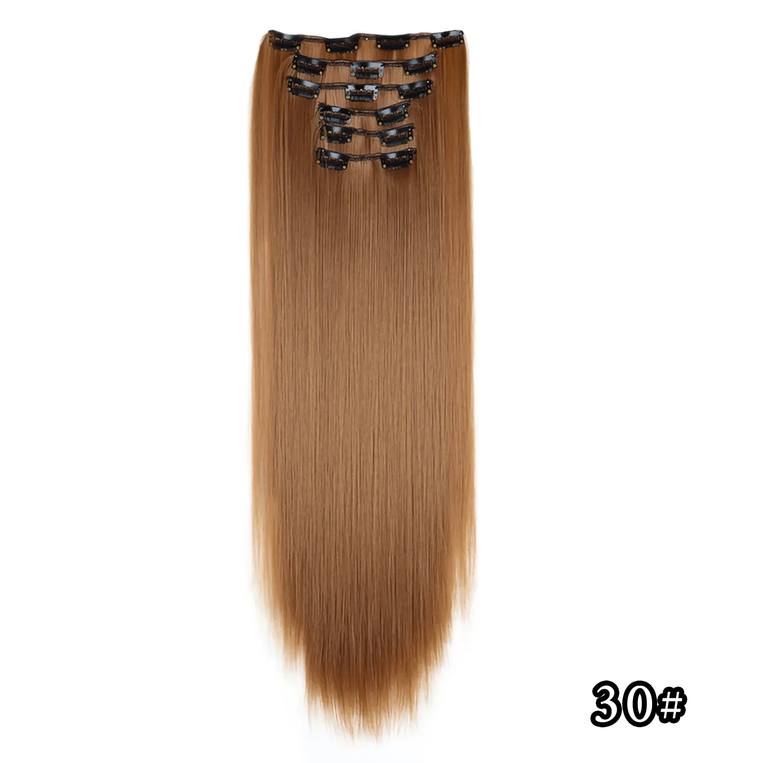 Color: Natural Color, Stretched Length: 24inches - 24Inch 16 Clips in Hair Extensions Long Straight Hairstyle Synthetic Blonde Black Hairpieces Heat Resistant False Hair Daily Use