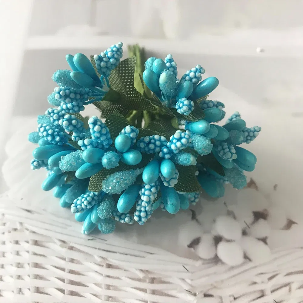 Color: Clear - 12PCS/lot Artificial Flower Small Berries Stamen Wire Stem/marriage Leaves DIY Wreath Wedding Scrapbooking Box Decoration Craft