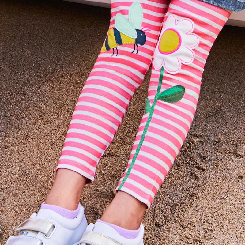 Color: Dark Grey, Kid Size: 6T - Jumping Meters New Arrival Girls Leggings Pant With Bee Embroidery Fashion Stripe Kids Skinny Pants Toddler Kids Pencil Pant