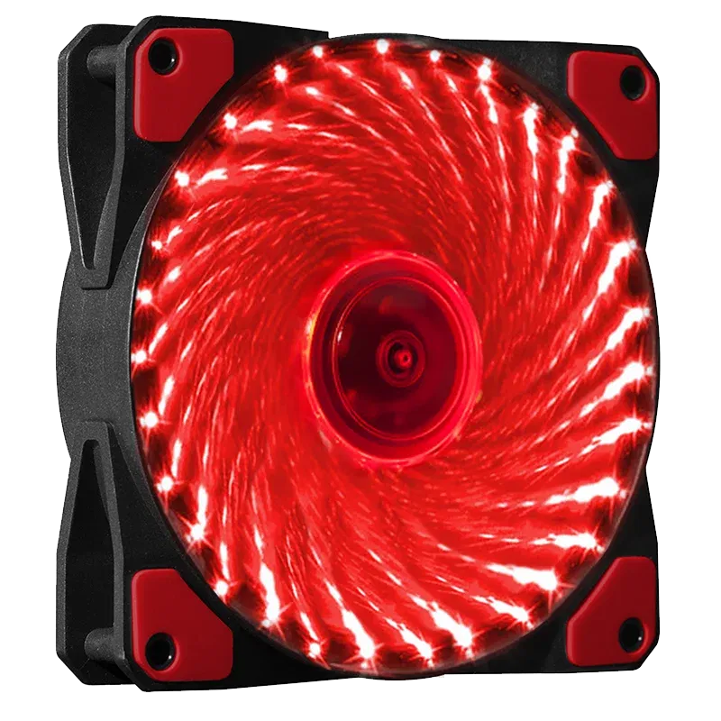 Color: Red, Blade Color: WHITE, RGB Support: Fixed Color - 12CM RGB LED PWM Light Heat Dissipation Fan 12V DC 15 33 Lights Computer Case Cooling Fan