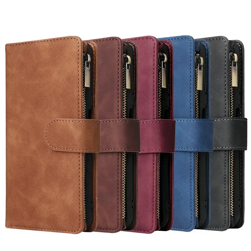 For Samsung A55 A54 A53 5G Flip Case Zipper Leather Book Etui Galaxy S25 S23 Ultra S24 A16 A35 A34 25 A 55 24 S 23 A15 A06 Cover