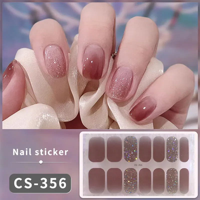 Color: Chocolate - DIY Gel Nail Stickers Cured-free Long-Lasting Solid Color Nail Strips Patch Slider Sticker Full Cover Decal Nail Manicure Patch