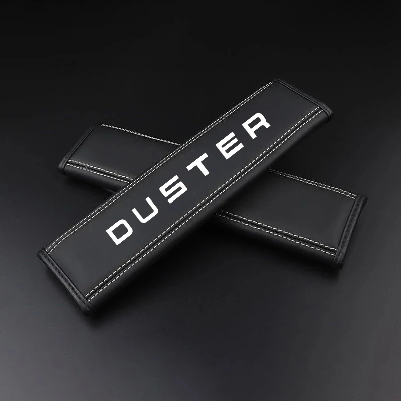 Color Name: Beige - 2Pcs Leather Seat Belt Shoulder Cover Protection Pads for Dacia Duster Lodgy Logan Samdero Automotive Interior Car Accessories