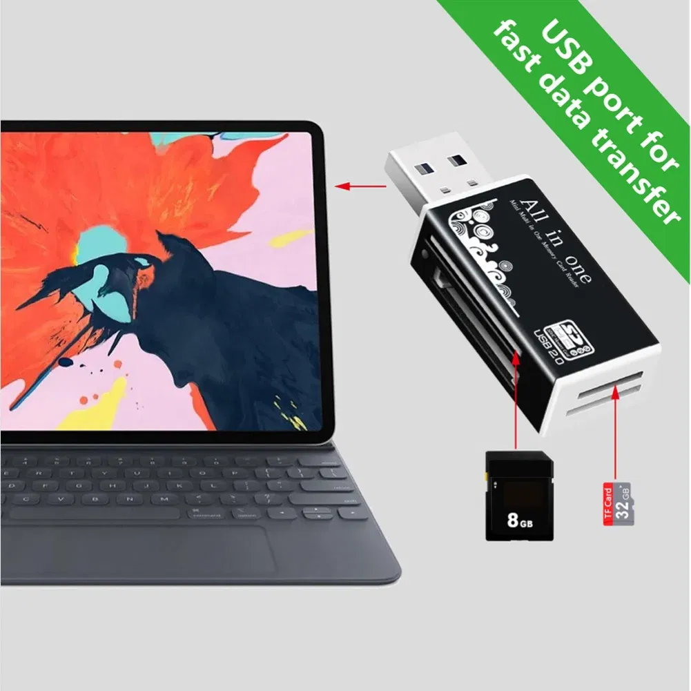 Color: black - Multifunctional USB 2.0 Micro-SD/TF/CT/MS/SDHC/MMC Memory Card Reader Adapter