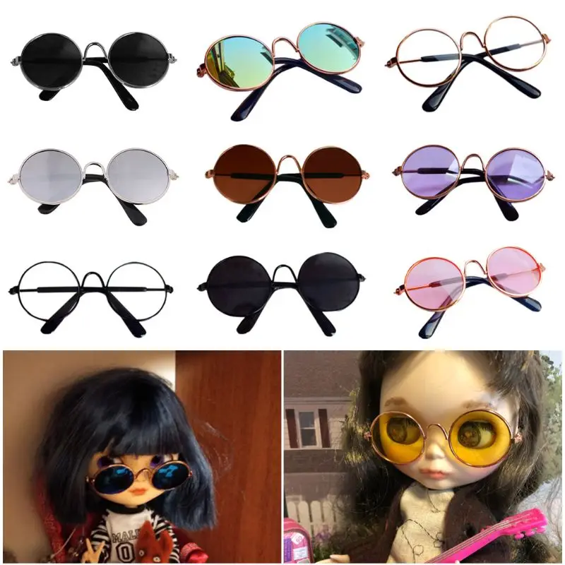 Color: WHITE - Doll Cool Glasses Pet Sunglasses For BJD Blyth American Grils Toy Photo Props Dropship