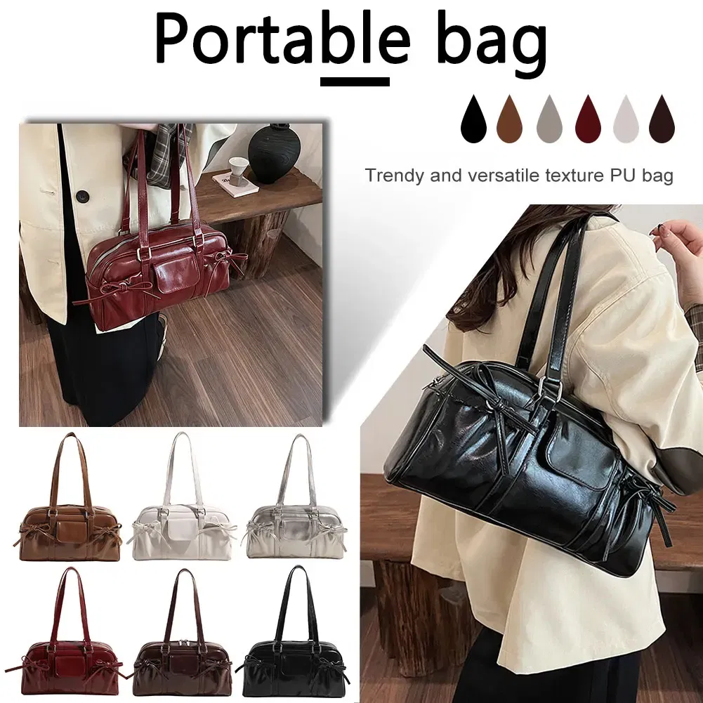 Color: black, Ships From: CHINA - Stylish Women Bow Shoulder Bag in PU Leather with Multi Pockets Ideal for Casual Outings Travel and Shopping