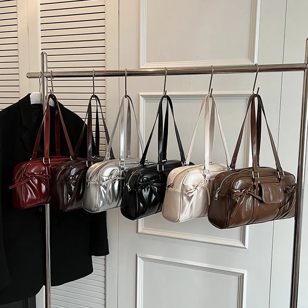 Color: black, Ships From: CHINA - Stylish Women Bow Shoulder Bag in PU Leather with Multi Pockets Ideal for Casual Outings Travel and Shopping