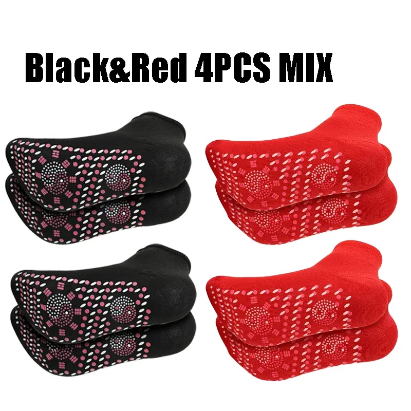 Color: Turquoise - 1/5pairs Tourmaline Self-Heating Socks Winter Warm Thermal Health Care Socks Slimming Health Short Sock Magnetic Therapy Sock