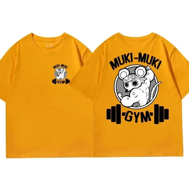 Color: Gold, Size: L - Anime Demon Slayer Uzui Tengen Print T-shirts Unisex Funny Ninja Mice Muki Muki Gym T Shirt Muscular Mouse Oversized T-shirt