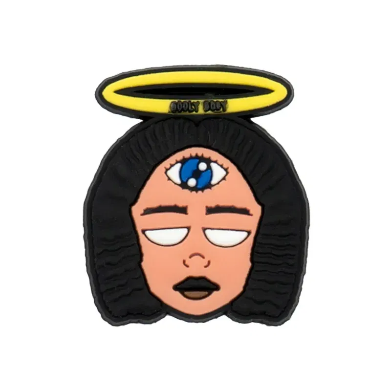 Color: Blue - 1pcs New Shoe Charm Religion PVC Clog Charms Crucifix Blessed Virgin Mary Clog Pin Clips Jeans Garden Sandal Shoe Decoration