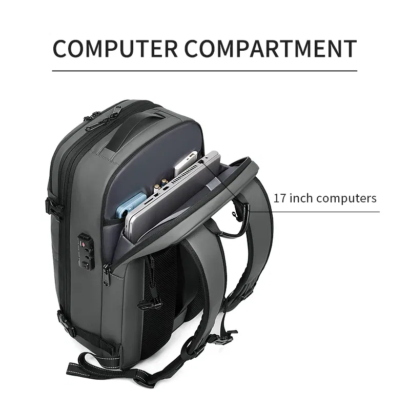 Color: army green - Men Travel Backpack vacuum compression 17 inch Laptop Backpack Business Large Capacity school Backpack Expanded Hiking backpack