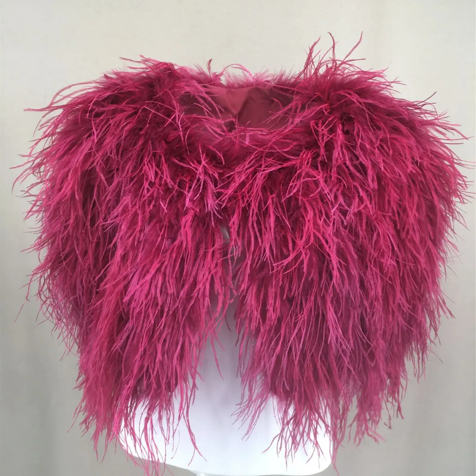 Natural Ostrich Feather Shawl, Cape Stole for Dinner, Wedding, Concert Party, Furry, Pink, Purple