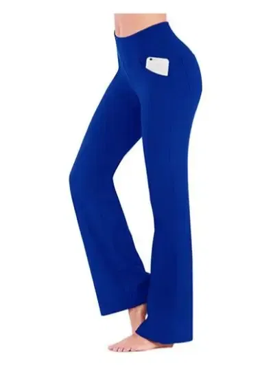 Color: Blue, Size: XL - Ogilvy Mather Solid Elegant Female Lady Women's Legs Pants Palazzo Flared Wide Killer High Waist OL Ladies Career Long Trousers