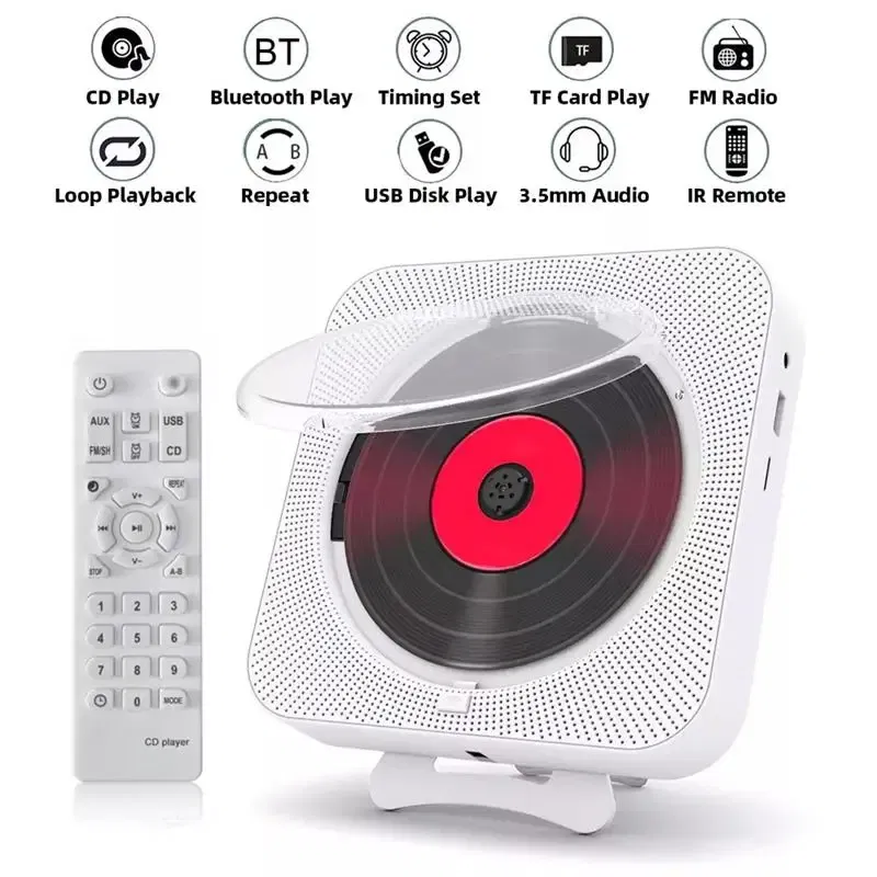 Color: silver, Ships From: CHINA - New! Portable CD Player Bluetooth Speaker Stereo CD Players LED Screen Wall Mountable CD Music Player with IR Remote Control FM