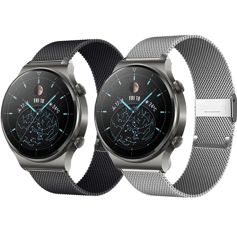 Color: Clear, Size: XL - Bracelet For Huawei Watch GT 3 Pro 43mm 46mm Stainless Steel Watchband Huawei Watch GT 4 46MM Milanese Metal Bracelet
