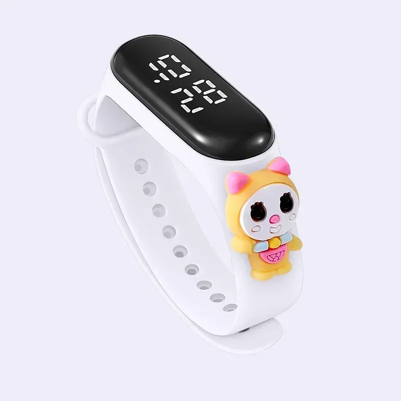 Color: Pale pinkish gray - Disney Stitch LED Waterproof Kids Digital Watch Spiderman Hulk Children Watch Sports Touch Electronic Kids Gifts
