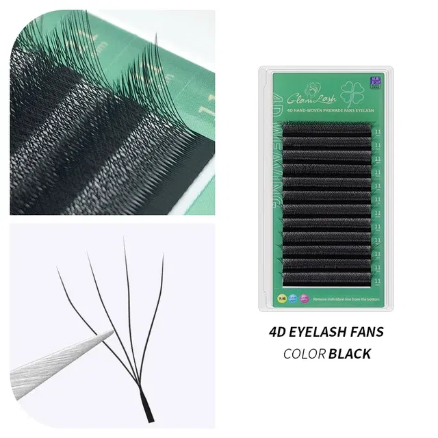 Color: Brushed Chrome, Curl: C, Thickness: 0.07mm, Length: 10mm - GLAMLASH 4D - W Shaped Eyelash Extension Automatic Flowering W Fake Lashes 0.07mm C/D/L/LU Curl Individual