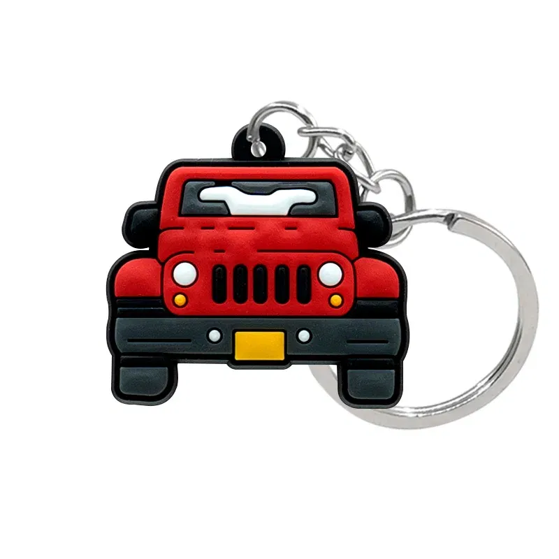 Color: Yellow - 1PCS PVC Key Ring 6 Colors of Car Shape Keychain charms Colorful Key Chain Key Holder Fit Little Boy Gift Kids Toys