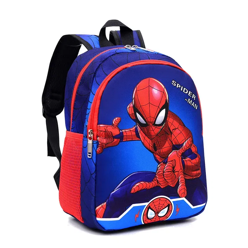 Color: black - Disney Marvel Series Backpack Boy's Primary School Schoolbag Double-layer Cartoon Spider-Man Backpack For Boys Gift