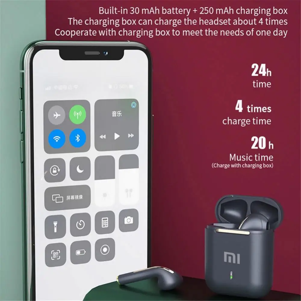 Color: Blue - Xiaomi J18 Wireless Bluetooth Headphones in-ear HiFI Stereo with Mic Bluetooth Touch Waterproof Noise Cancelling Multi-Earphones
