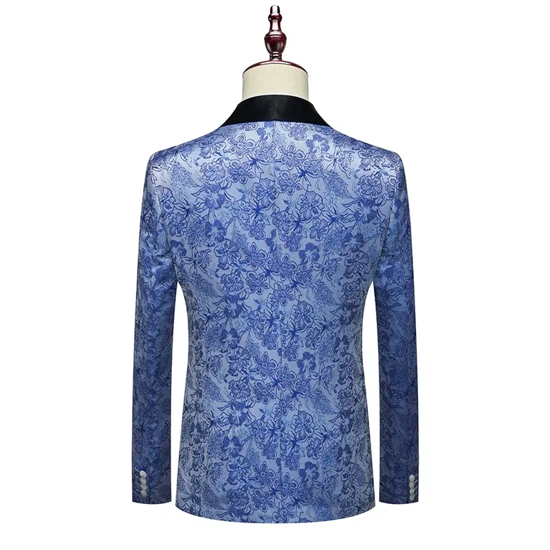 Color: SKY BLUE, Size: XXXL - Men's Evening Dress Bridegroom Suit British Wedding Business Casual Fashion Three-piece Set with Vest And Trousers Sizes M-6XL