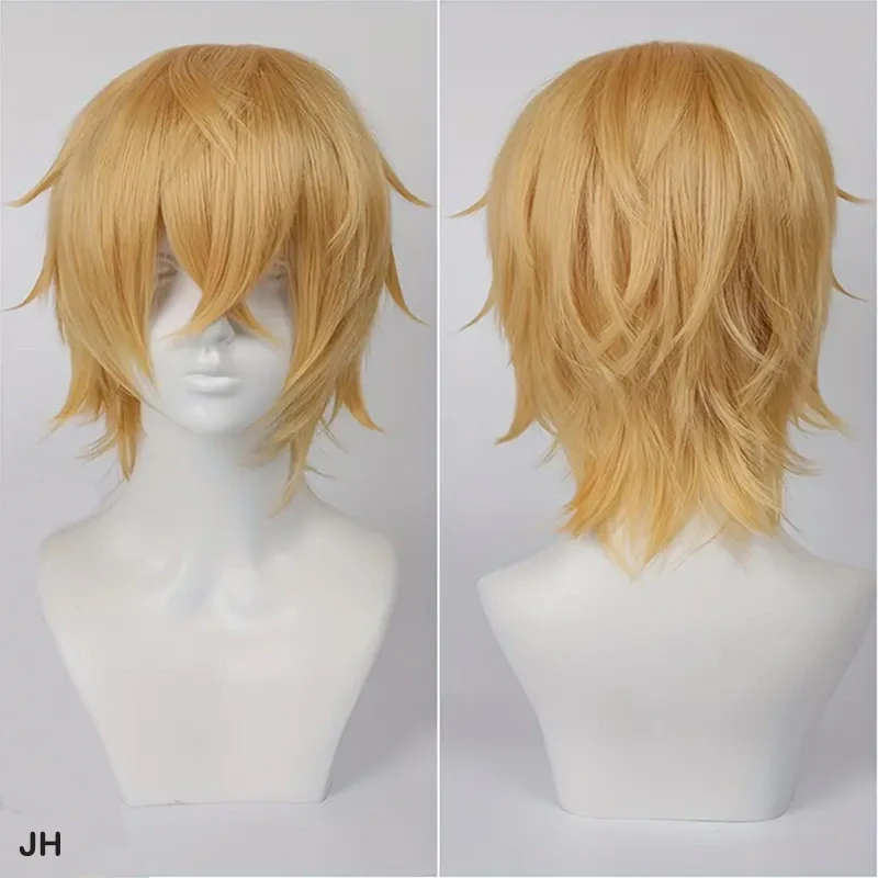 Color: Orange, Stretched Length: 12inches - Unisex Short Bob Cosplay Wig with Bangs | Blonde Purple Gray Color | Halloween Party Lolita Costume Wig