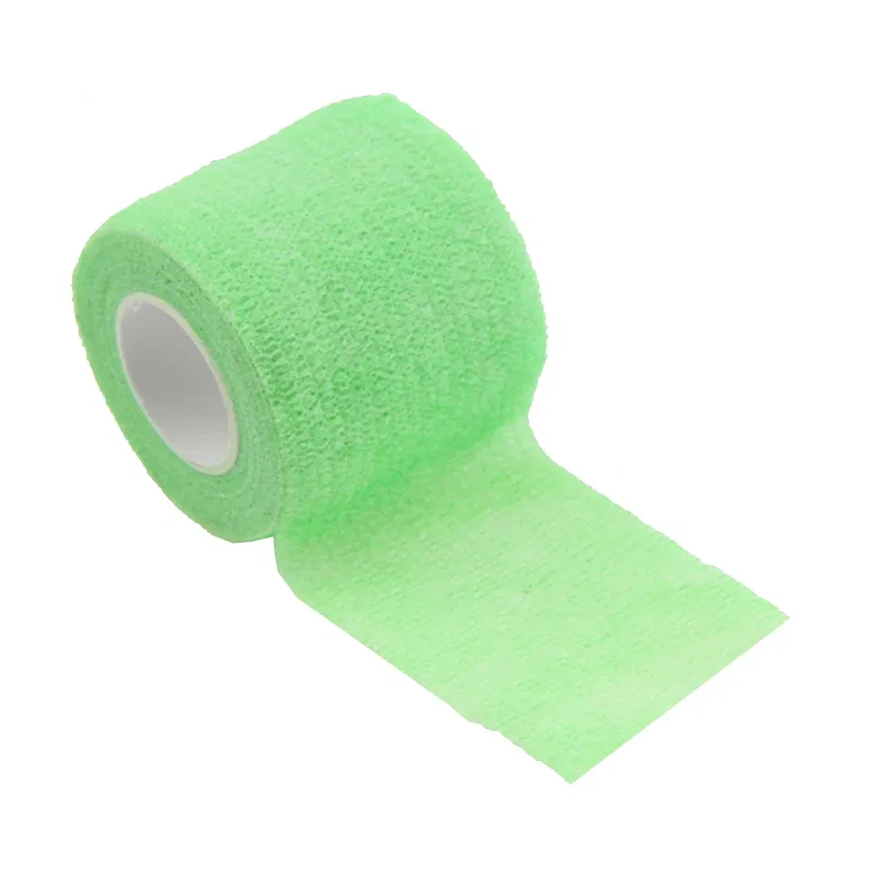 Color: apple green - 1pc Disposable Self-adhesive Flex Elastic Bandage Tape For Tattoo Handle Grip Tube Wrap Elbow Sport Stick Accessories 5*450cm